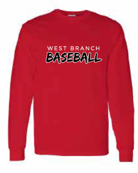 2026 West Branch Baseball Gildan - Softstyle® Long Sleeve T-Shirt (Baseball)