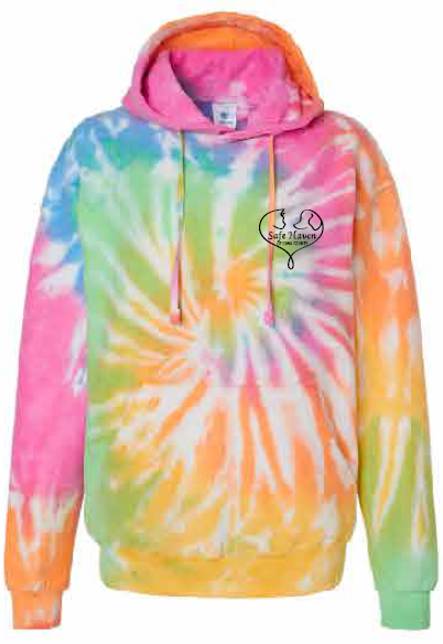 2026 Spring Safe Haven Colortone - Unisex Tie-Dyed Cloud Inside-Out Fleece Hooded Sweatshirt (with back design)