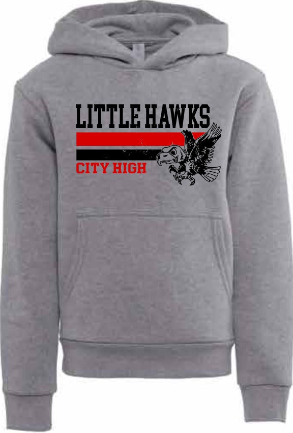 2026 City High Fall Spirit Store Next Level - Youth Santa Barbara Fleece Hooded Sweatshirt (Little Hawk Design)