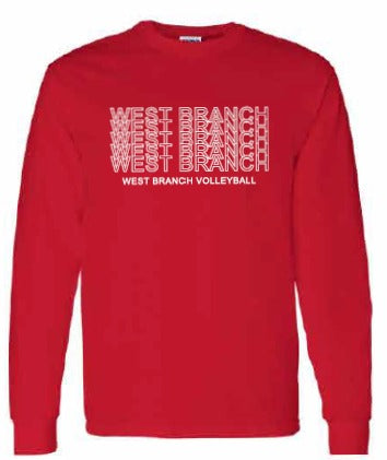 2026 West Branch Volleyball Gildan - Softstyle® Long Sleeve T-Shirt (Letter Design)