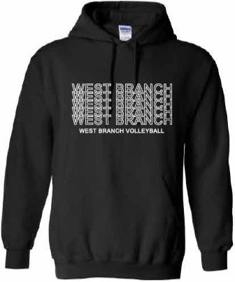 2026 West Branch Volleyball Gildan - Unisex Softstyle® Midweight Hooded Sweatshirt (Letter Design)