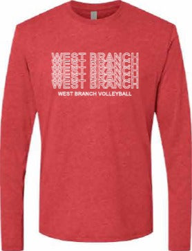 2026 West Branch Volleyball Next Level - Unisex Triblend Long Sleeve T-Shirt (Letter Design)