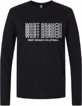 2026 West Branch Volleyball Next Level - Unisex Triblend Long Sleeve T-Shirt (Letter Design)