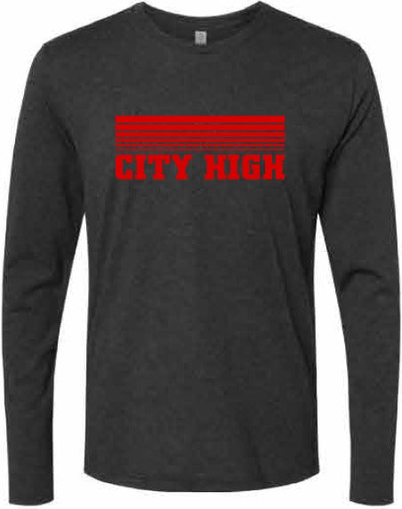 2026 City High Fall Spirit Store Next Level - Unisex Triblend Long Sleeve T-Shirt (Stripes Design)