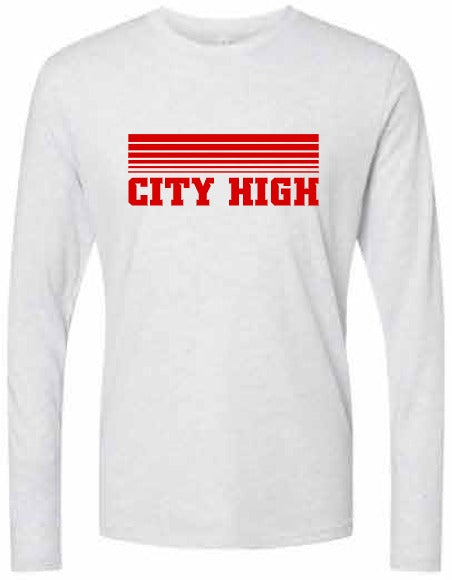 2026 City High Fall Spirit Store Next Level - Unisex Triblend Long Sleeve T-Shirt (Stripes Design)