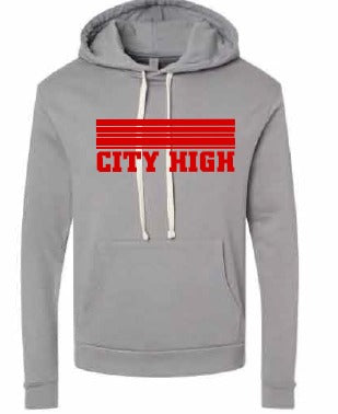 2026 City High Fall Spirit Store Next Level - Unisex Santa Barbara Hoodie Sweatshirt (Stripes Design)