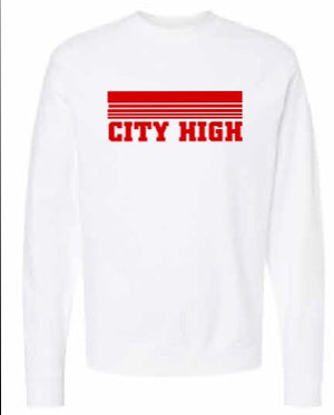 2026 City High Fall Spirit Store Independent Trading Co. - Unisex Midweight Crewneck Sweatshirt (Stripes Design)