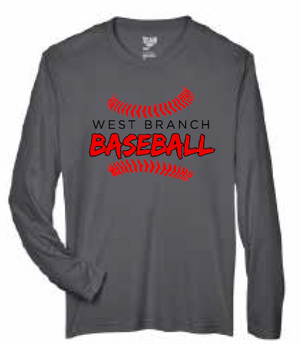 2026 West Branch Baseball Team 365 - Men's Zone Performance Long Sleeve T-Shirt (Threads)