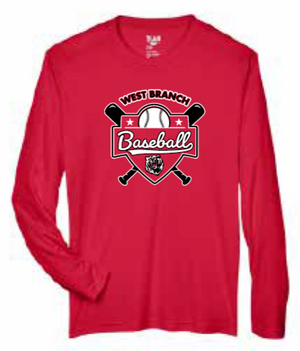 2026 West Branch Baseball Team 365 - Men's Zone Performance Long Sleeve T-Shirt (Logo)