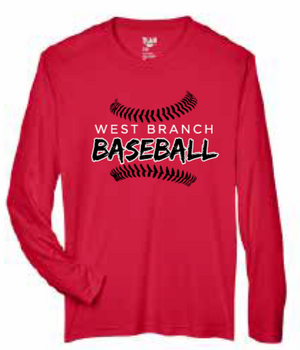 2026 West Branch Baseball Team 365 - Men's Zone Performance Long Sleeve T-Shirt (Threads)