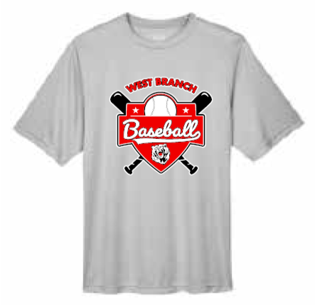2026 West Branch Baseball Team 365 - Men's Zone Performance T-Shirt (Logo)