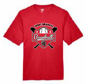 2026 West Branch Baseball Team 365 - Men's Zone Performance T-Shirt (Logo)