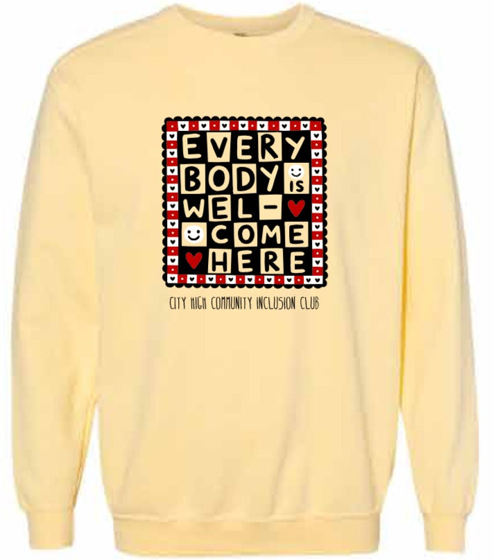2026 City High Community Inclusion Club Comfort Colors - Unisex Garment-Dyed Crewneck Sweatshirt