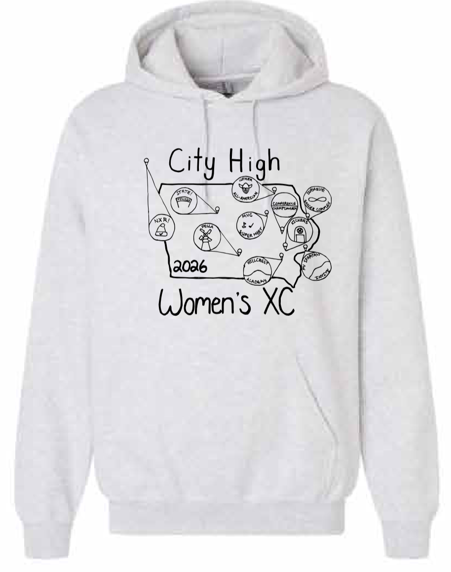 2026 City High Women's Cross Country Gildan - Heavy Blend™ Hooded Sweatshirt (State Design)