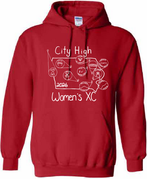 2026 City High Women's Cross Country Gildan - Heavy Blend™ Hooded Sweatshirt (State Design)