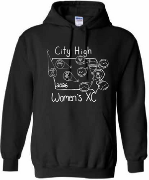 2026 City High Women's Cross Country Gildan - Heavy Blend™ Hooded Sweatshirt (State Design)