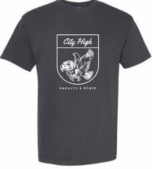 2026 City High Faculty and Staff Comfort Colors - Garment-Dyed Heavyweight T-Shirt (Crest Design)