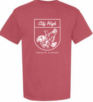 2026 City High Faculty and Staff Comfort Colors - Garment-Dyed Heavyweight T-Shirt (Crest Design)
