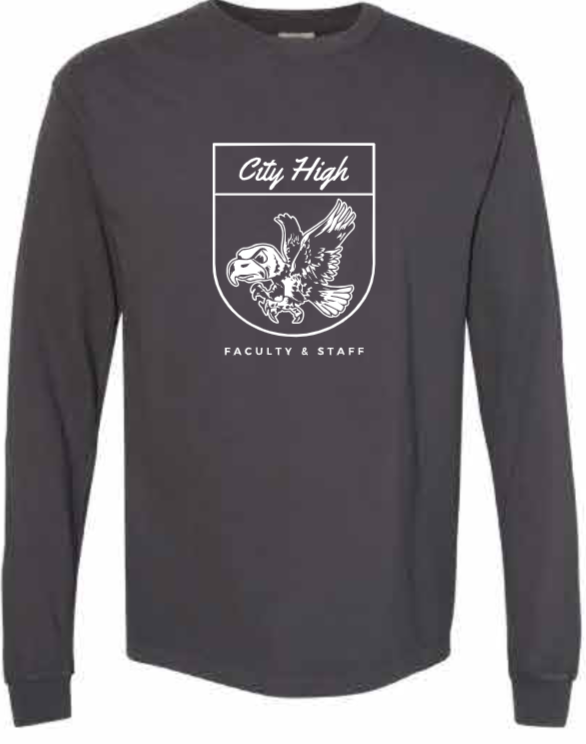 2026 City High Faculty and Staff Comfort Colors - Unisex Garment-Dyed Heavyweight Long Sleeve T-Shirt (Crest Design)