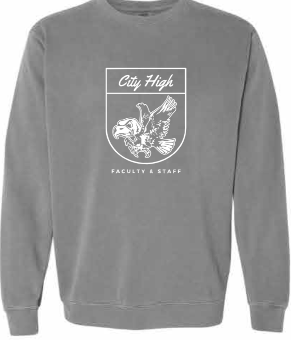 2026 City High Faculty and Staff Comfort Colors - Unisex Garment-Dyed Crewneck Sweatshirt (Crest Design)