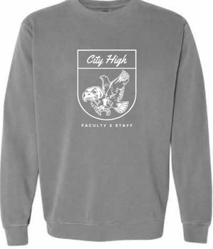 2026 City High Faculty and Staff Comfort Colors - Unisex Garment-Dyed Crewneck Sweatshirt (Crest Design)