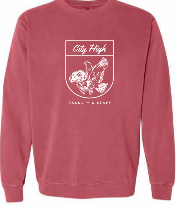 2026 City High Faculty and Staff Comfort Colors - Unisex Garment-Dyed Crewneck Sweatshirt (Crest Design)