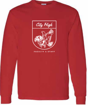 2026 City High Faculty and Staff Gildan - Heavy Cotton™ Long Sleeve T-Shirt (Crest Design)