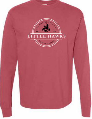 2026 City High Faculty and Staff Comfort Colors - Unisex Garment-Dyed Heavyweight Long Sleeve T-Shirt (Little Hawk Design)