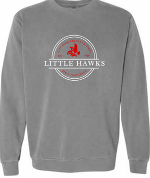 2026 City High Faculty and Staff Comfort Colors - Unisex Garment-Dyed Crewneck Sweatshirt (Little Hawk Design)