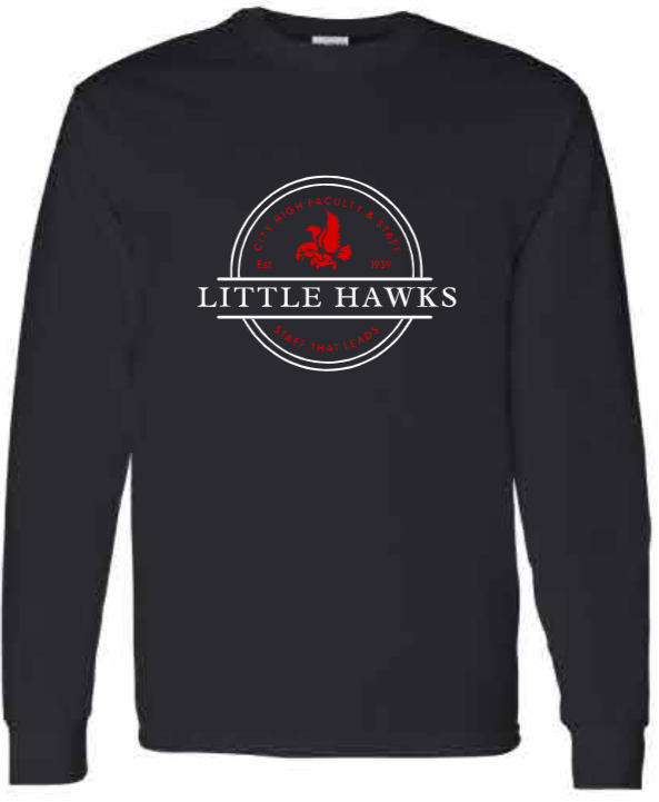 2026 City High Faculty and Staff Gildan - Heavy Cotton™ Long Sleeve T-Shirt (Little Hawk Design)