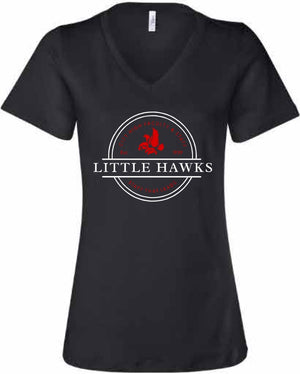 2026 City High Faculty and Staff Bella + Canvas - Women’s Relaxed Jersey V-Neck Tee (Little Hawk Design)