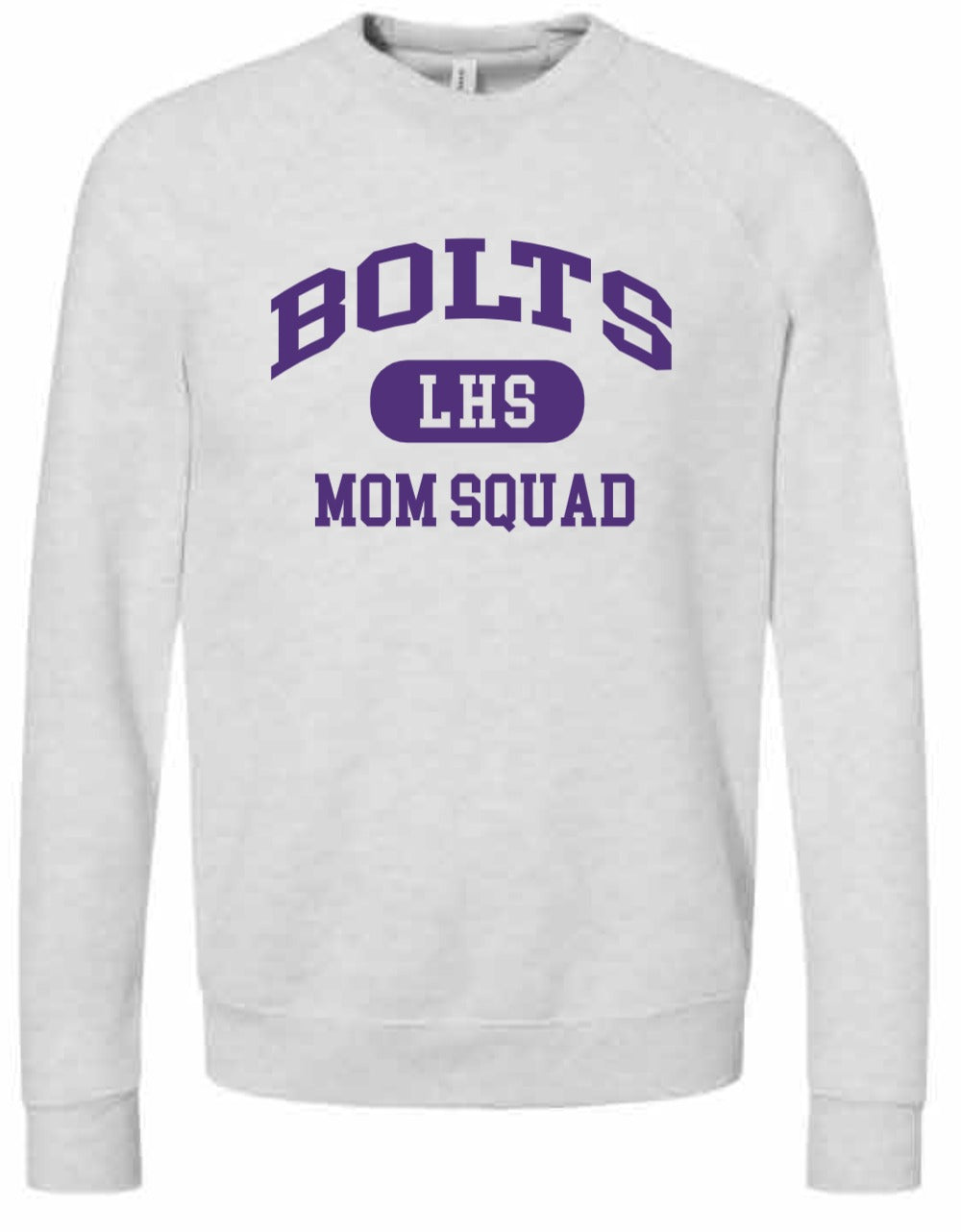 2026 Liberty High PTSO BELLA + CANVAS - Sponge Fleece Raglan Crewneck Sweatshirt (Mom Squad)