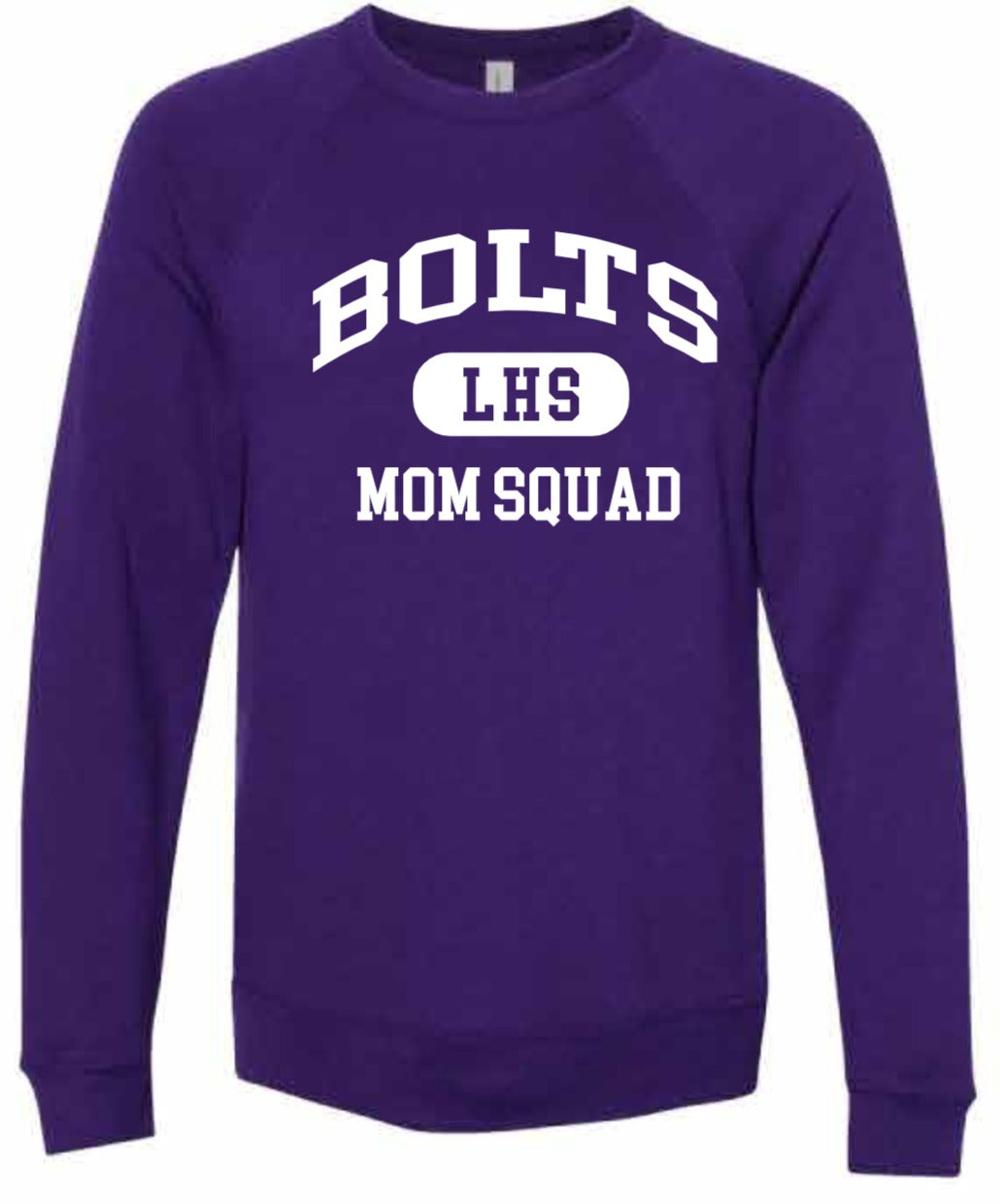 2026 Liberty High PTSO BELLA + CANVAS - Sponge Fleece Raglan Crewneck Sweatshirt (Mom Squad)