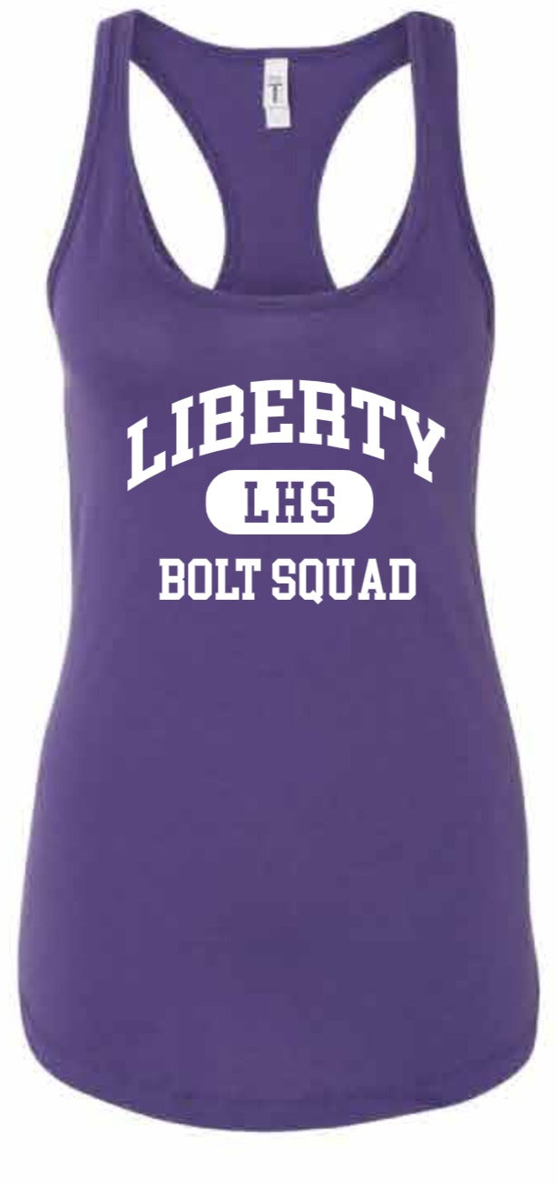 2026 Liberty High PTSO Next Level - Women's Ideal Racerback Tank (Bolt Squad)
