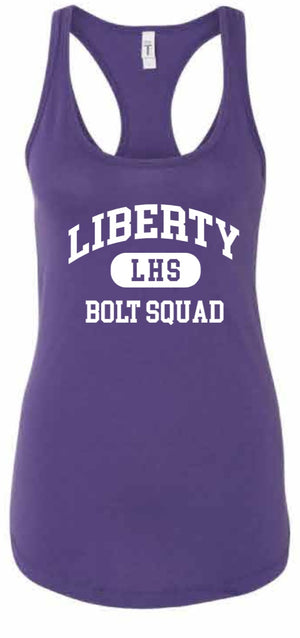2026 Liberty High PTSO Next Level - Women's Ideal Racerback Tank (Bolt Squad)