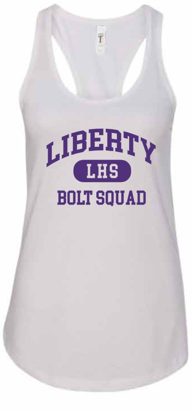 2026 Liberty High PTSO Next Level - Women's Ideal Racerback Tank (Bolt Squad)