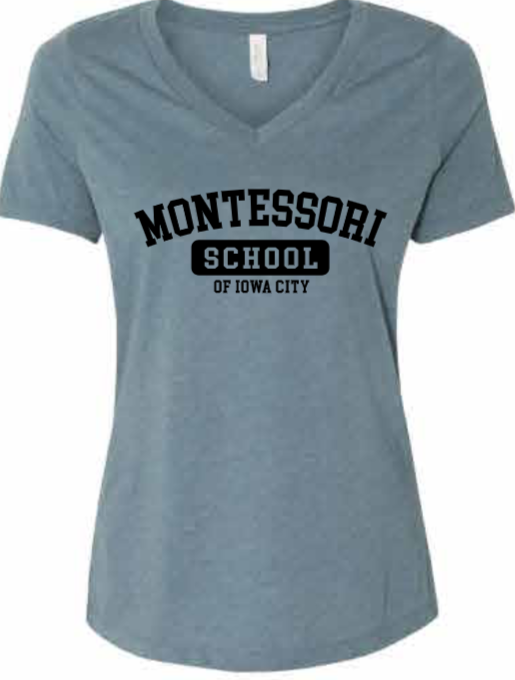 2026 Montessori Schools Bella + Canvas - Women's Relaxed Heather CVC V-Neck Tee