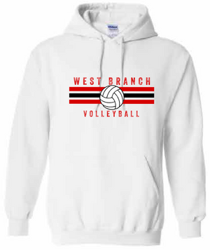 2026 West Branch Volleyball Gildan - Unisex Softstyle® Midweight Hooded Sweatshirt (Stripes Design)
