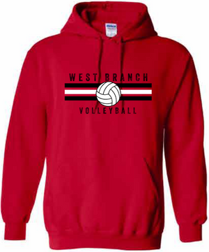 2026 West Branch Volleyball Gildan - Unisex Softstyle® Midweight Hooded Sweatshirt (Stripes Design)
