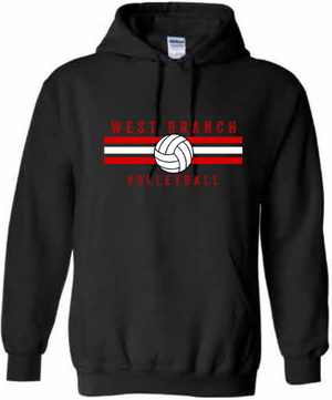 2026 West Branch Volleyball Gildan - Unisex Softstyle® Midweight Hooded Sweatshirt (Stripes Design)