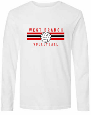 2026 West Branch Volleyball Gildan - Softstyle® Long Sleeve T-Shirt (Stripes Design)