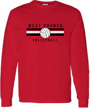 2026 West Branch Volleyball Gildan - Softstyle® Long Sleeve T-Shirt (Stripes Design)