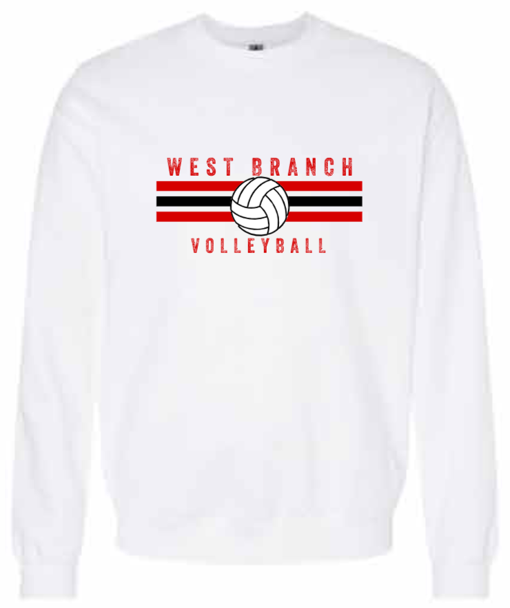 2026 West Branch Volleyball Gildan - Unisex Softstyle® Midweight Crewneck Sweatshirt (Stripes Design)