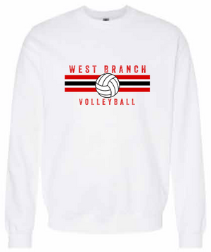 2026 West Branch Volleyball Gildan - Unisex Softstyle® Midweight Crewneck Sweatshirt (Stripes Design)