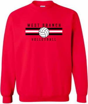 2026 West Branch Volleyball Gildan - Unisex Softstyle® Midweight Crewneck Sweatshirt (Stripes Design)
