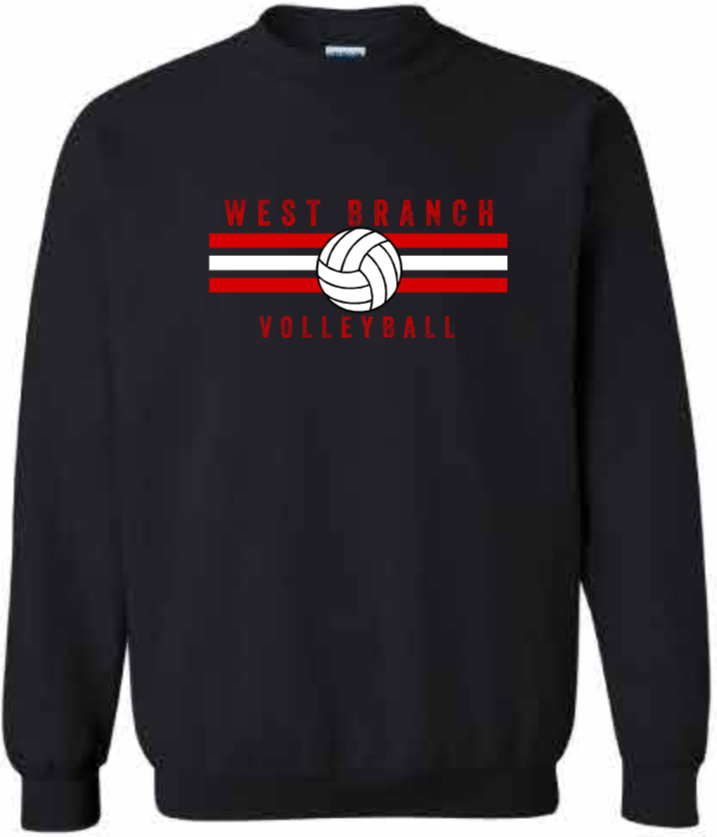 2026 West Branch Volleyball Gildan - Unisex Softstyle® Midweight Crewneck Sweatshirt (Stripes Design)