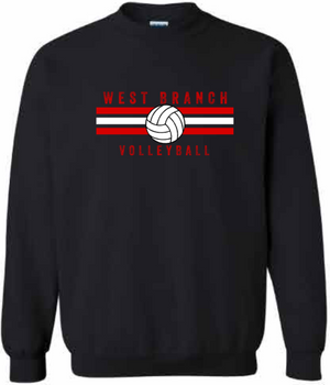 2026 West Branch Volleyball Gildan - Unisex Softstyle® Midweight Crewneck Sweatshirt (Stripes Design)