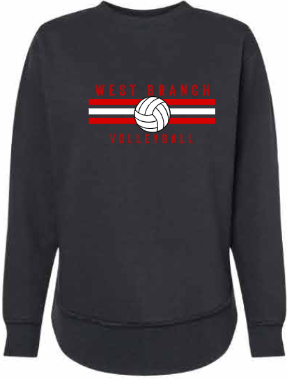 2026 West Branch Volleyball Lat - Women's Weekend Crewneck Sweatshirt (Stripes Design)