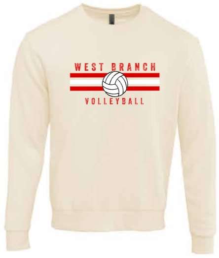 2026 West Branch Volleyball Next Level - Unisex Santa Barbara Crewneck Sweatshirt (Stripes Design)