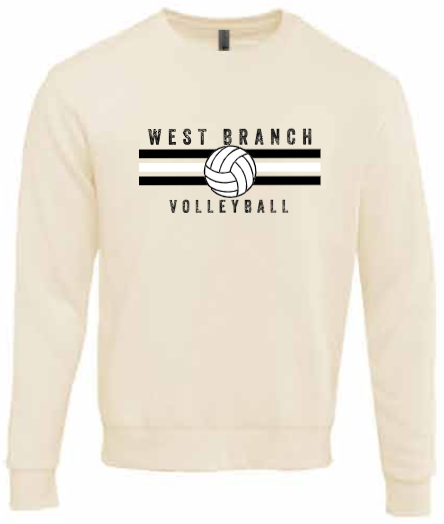 2026 West Branch Volleyball Next Level - Unisex Santa Barbara Crewneck Sweatshirt (Stripes Design)